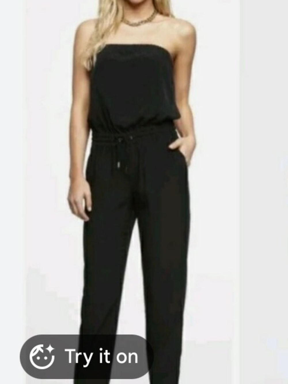 EXPRESS Women Summer Casual Black Strapless Jumpsuit | M - Picture 1 of 13